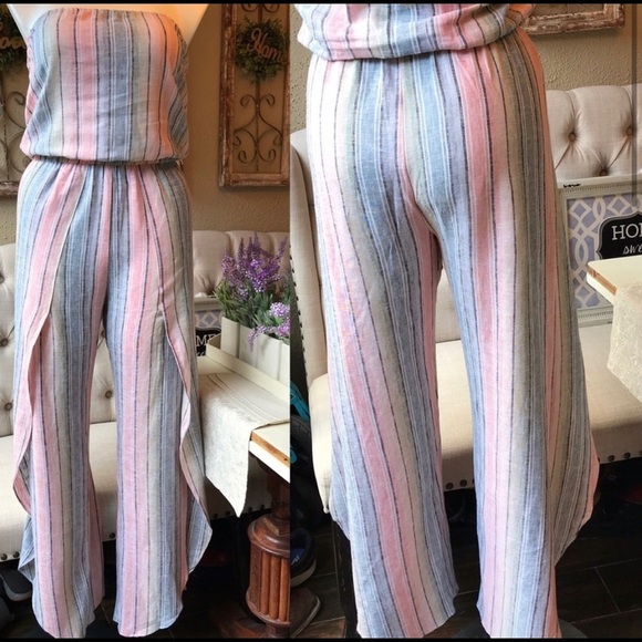 Drew Strapless Pastel Rainbow Pink Jumpsuit
